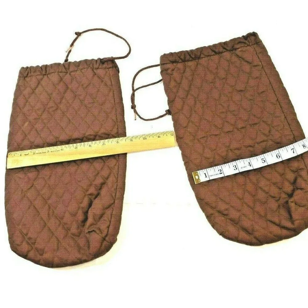 Quilted Brown Drawstring Pouches 15
